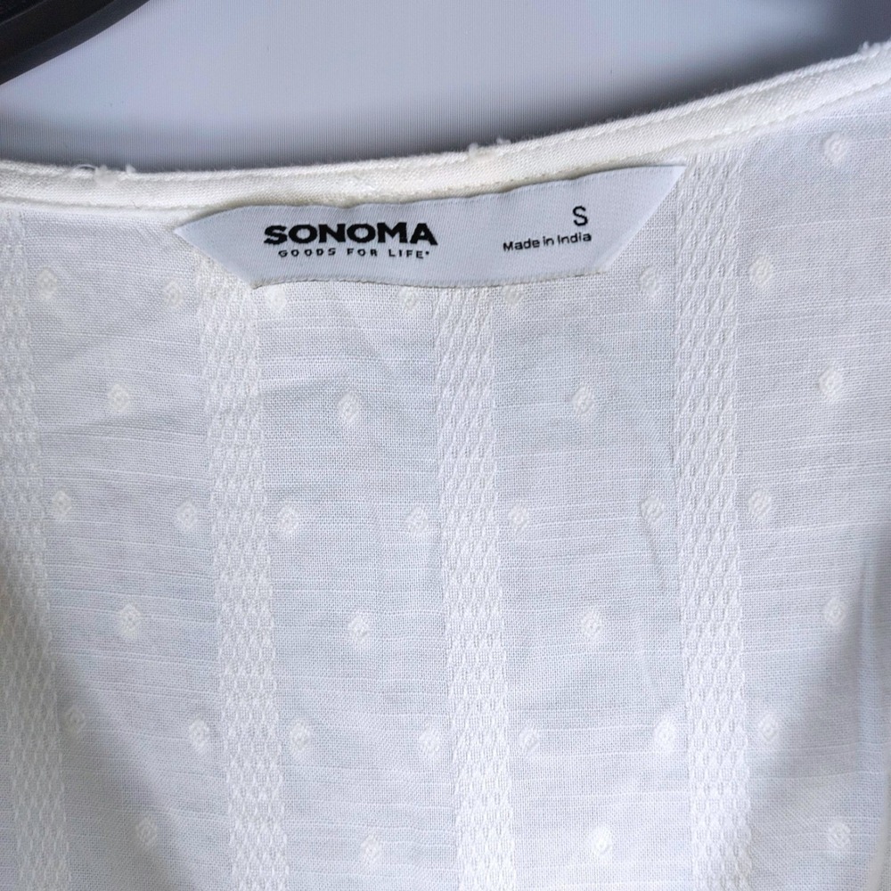 Sonoma Tiered Maxi Dress Small Ivory Cotton Cap Sleeve Peasant Boho Cottage READ - Picture 4 of 8